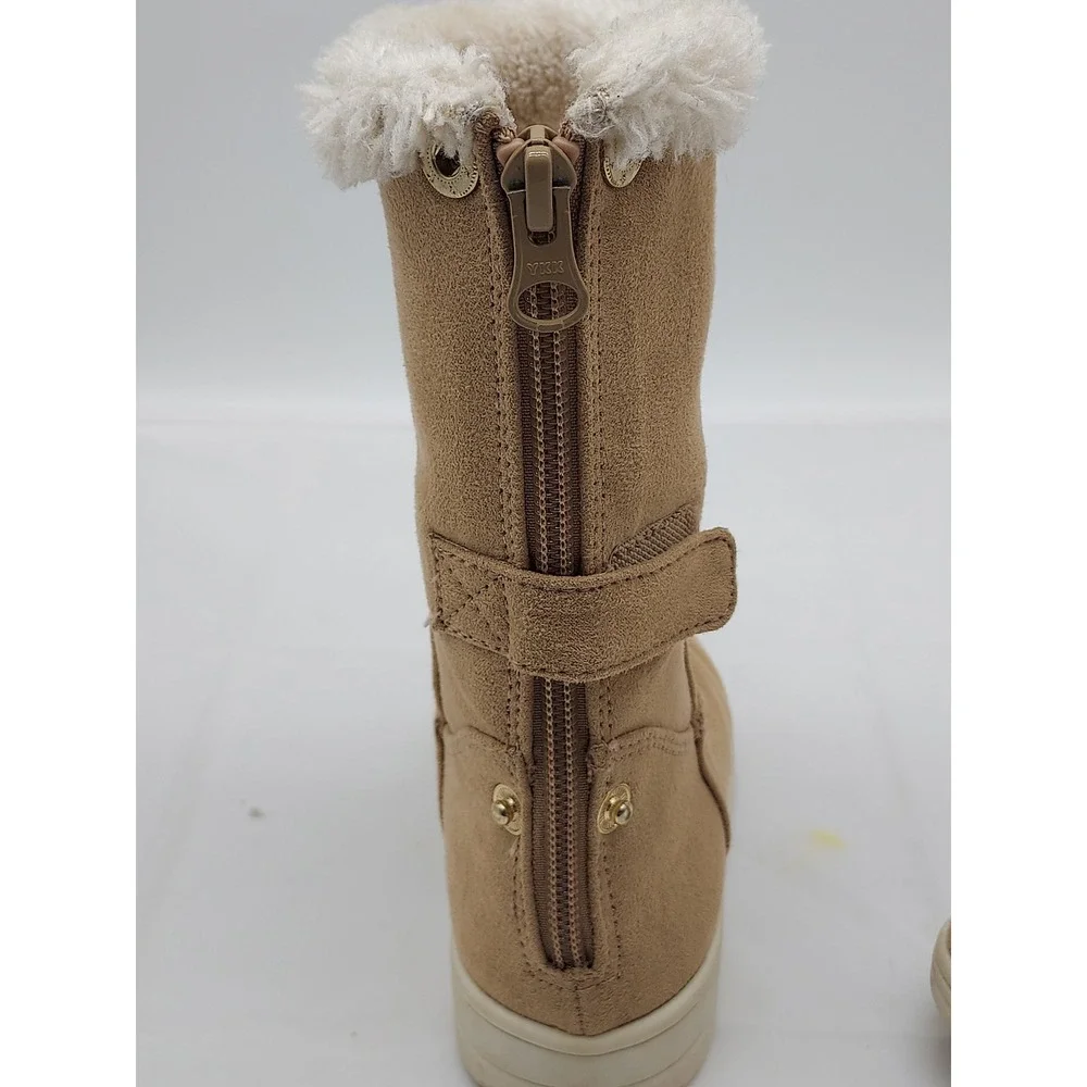 Cat‎ & Jack Kids Boots Size 8 Tan Faux Suede Faux Fur Winter